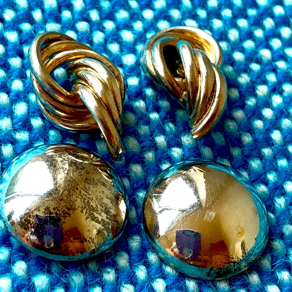 2 pairs light sterling silver vintage earrings